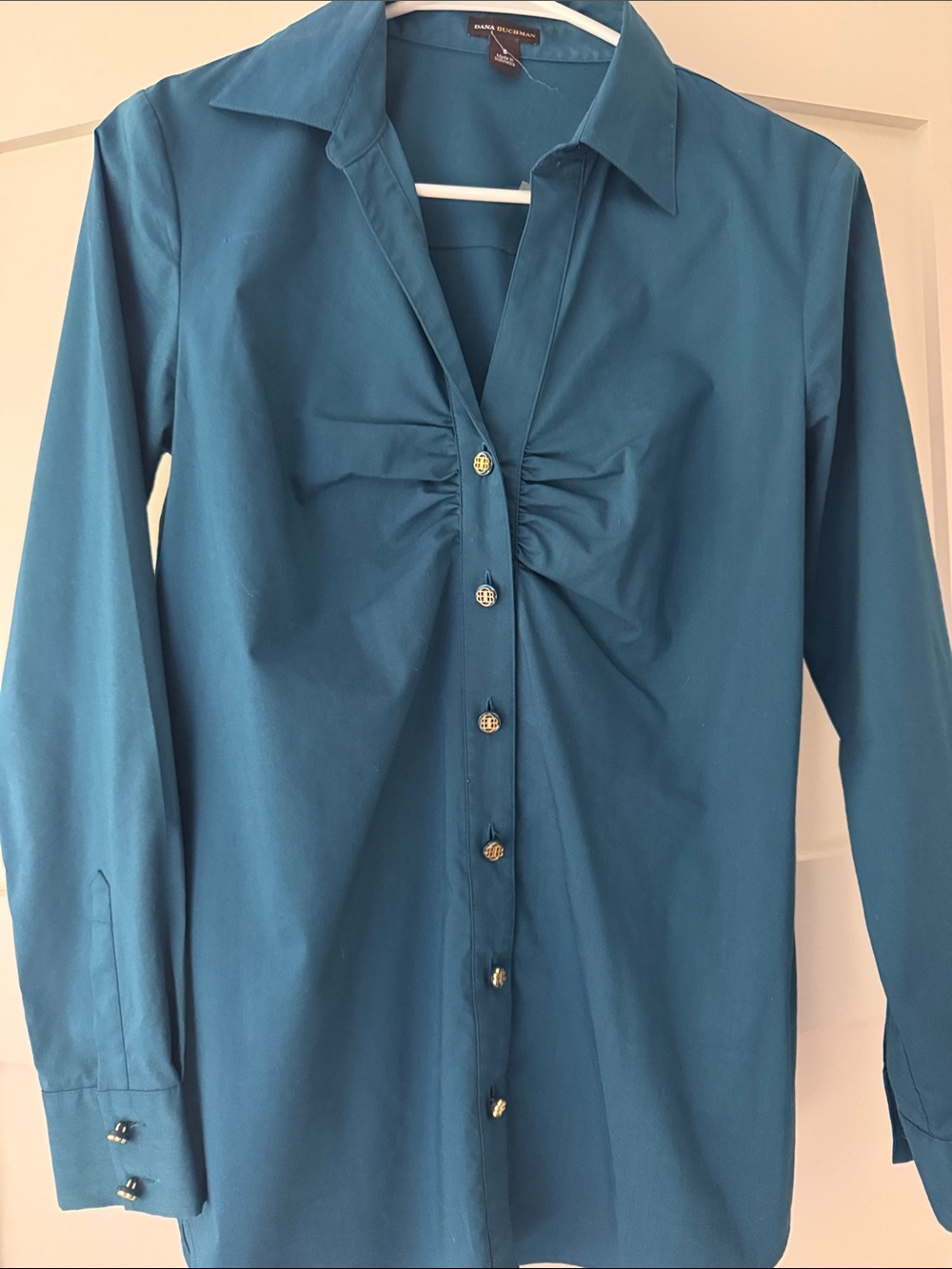 Dana Buchman Teal Long-Sleeve Button-Down Shirt